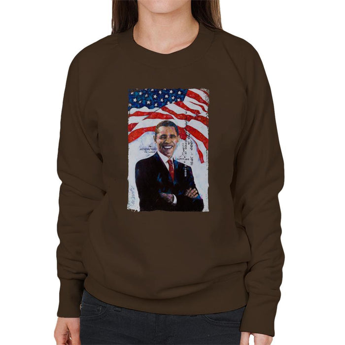 Sidney Maurer Original Portrait Of Barack Obama Womens Sweatshirt - Womens Sweatshirt