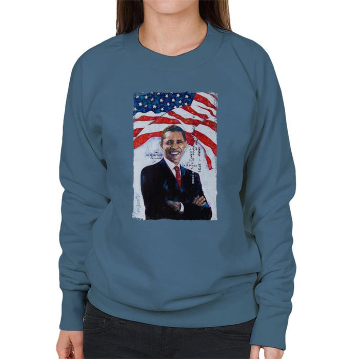 Sidney Maurer Original Portrait Of Barack Obama Womens Sweatshirt - Womens Sweatshirt