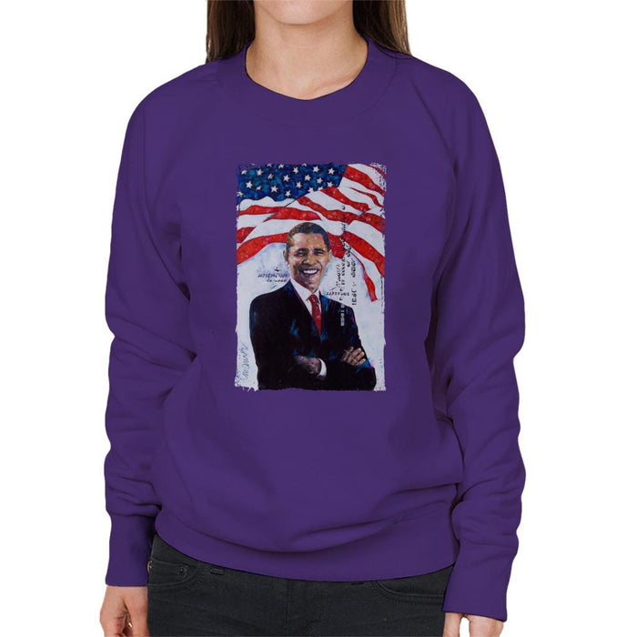 Sidney Maurer Original Portrait Of Barack Obama Womens Sweatshirt - Womens Sweatshirt