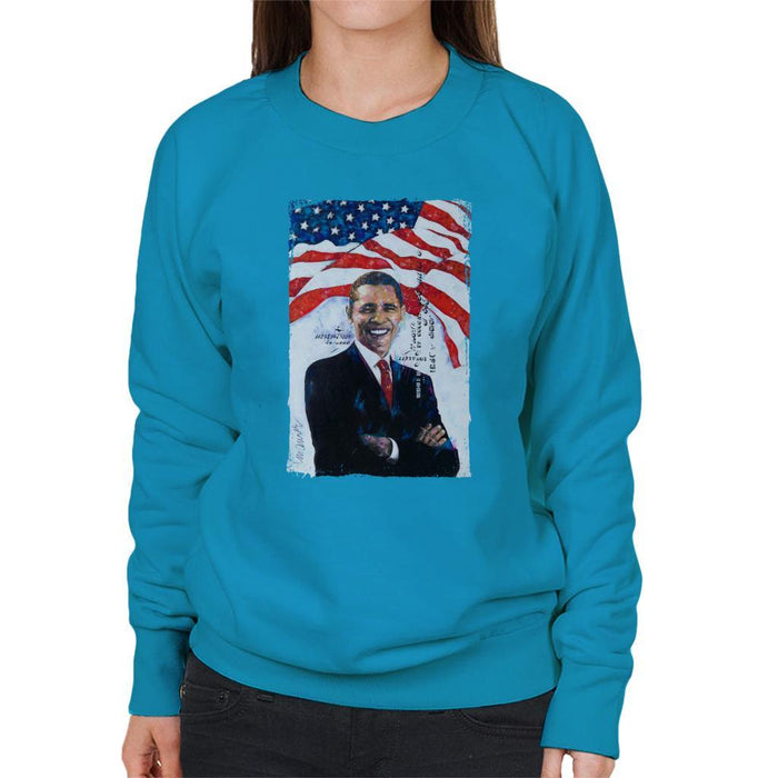 Sidney Maurer Original Portrait Of Barack Obama Womens Sweatshirt - Womens Sweatshirt