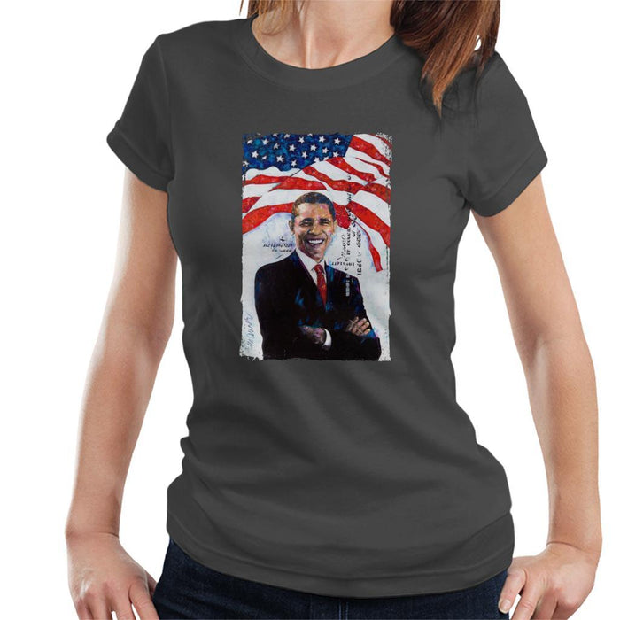 Sidney Maurer Original Portrait Of Barack Obama Womens T-Shirt - Womens T-Shirt