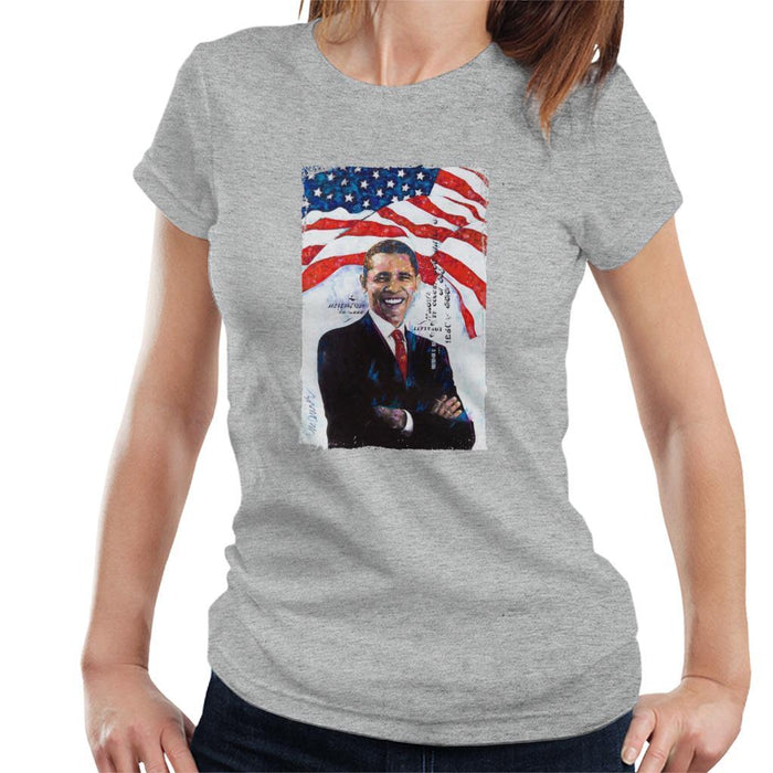 Sidney Maurer Original Portrait Of Barack Obama Womens T-Shirt - Womens T-Shirt