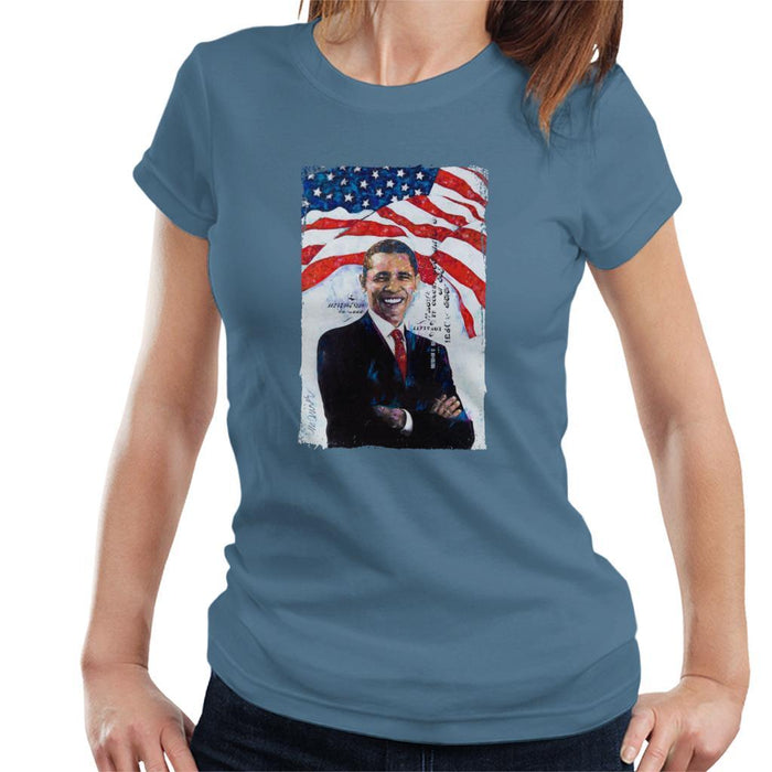Sidney Maurer Original Portrait Of Barack Obama Womens T-Shirt - Womens T-Shirt
