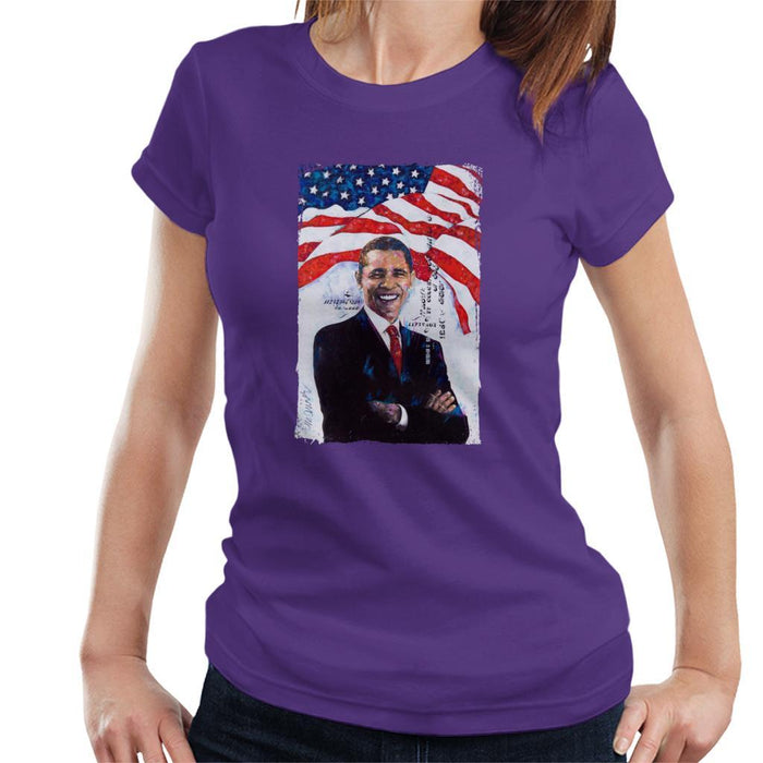 Sidney Maurer Original Portrait Of Barack Obama Womens T-Shirt - Womens T-Shirt