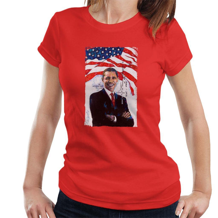 Sidney Maurer Original Portrait Of Barack Obama Womens T-Shirt - Womens T-Shirt