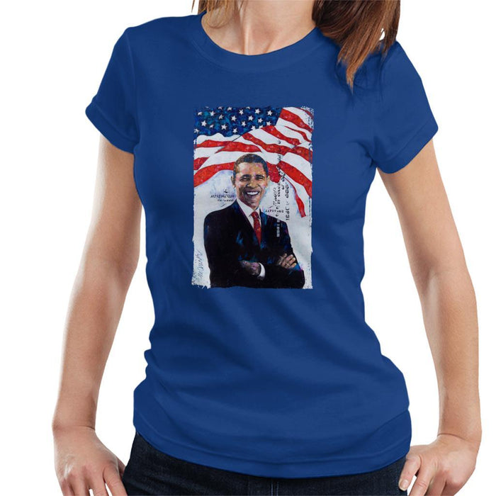 Sidney Maurer Original Portrait Of Barack Obama Womens T-Shirt - Womens T-Shirt