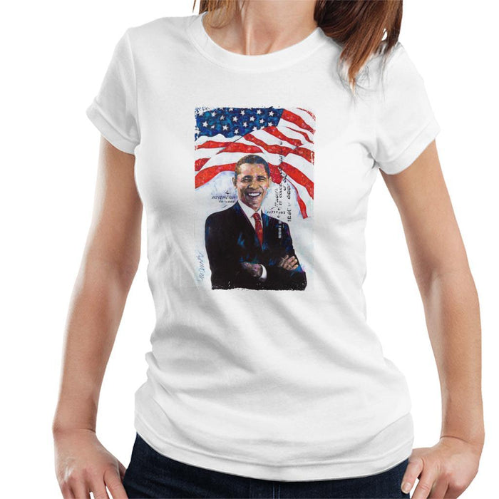 Sidney Maurer Original Portrait Of Barack Obama Womens T-Shirt - Womens T-Shirt
