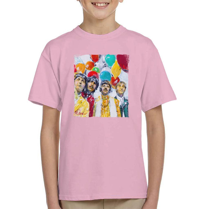Sidney Maurer Original Portrait Of The Beatles Sgt Peppers 1967 Kids T-Shirt - Light Pink / X-Small (3-4 yrs) - Kids Boys T-Shirt