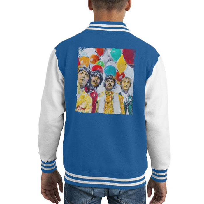 Sidney Maurer Original Portrait Of The Beatles Sgt Peppers 1967 Kids Varsity Jacket - Royal/White / X-Small (3-4 yrs) - Kids Boys Varsity