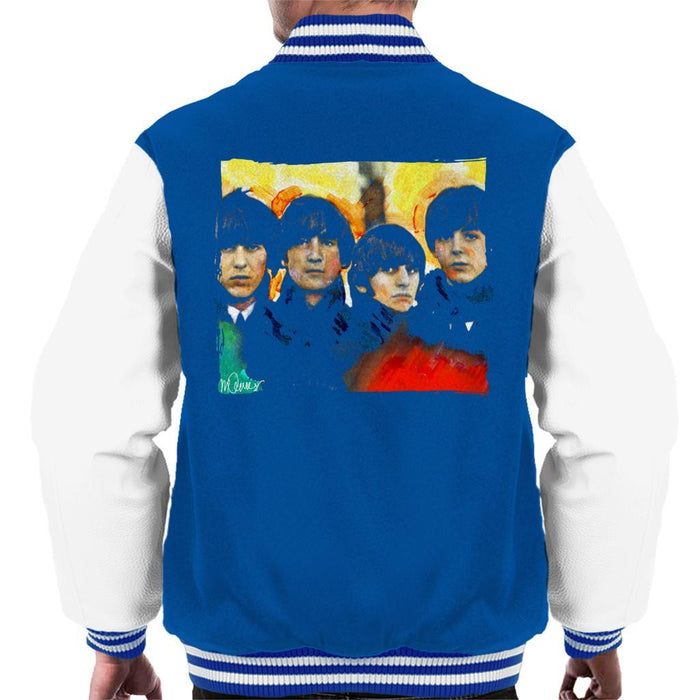 Sidney Maurer Original Portrait Of The Beatles Bowl Cuts Mens Varsity Jacket - Small / Royal/White - Mens Varsity Jacket