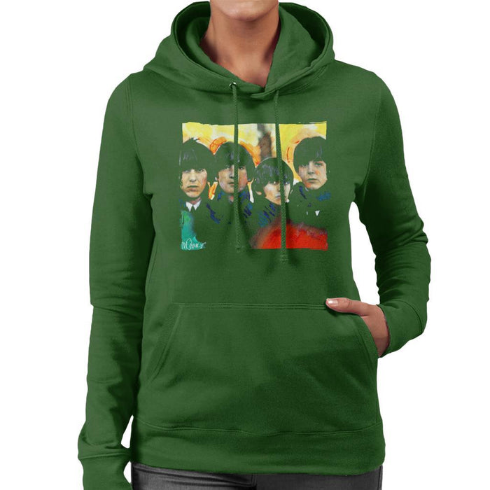 Sidney Maurer Original Portrait Of The Beatles Bowl Cuts Womens Hooded Sweatshirt - Womens Hooded Sweatshirt