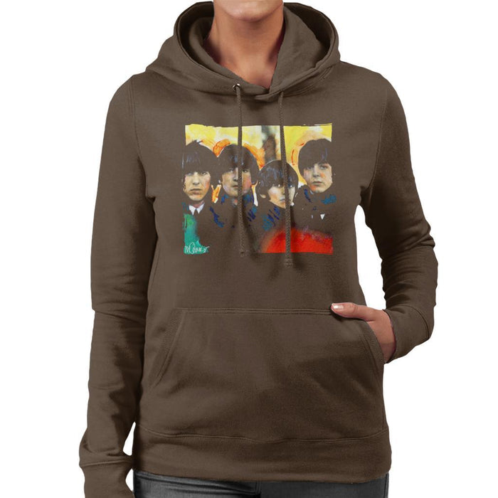 Sidney Maurer Original Portrait Of The Beatles Bowl Cuts Womens Hooded Sweatshirt - Womens Hooded Sweatshirt