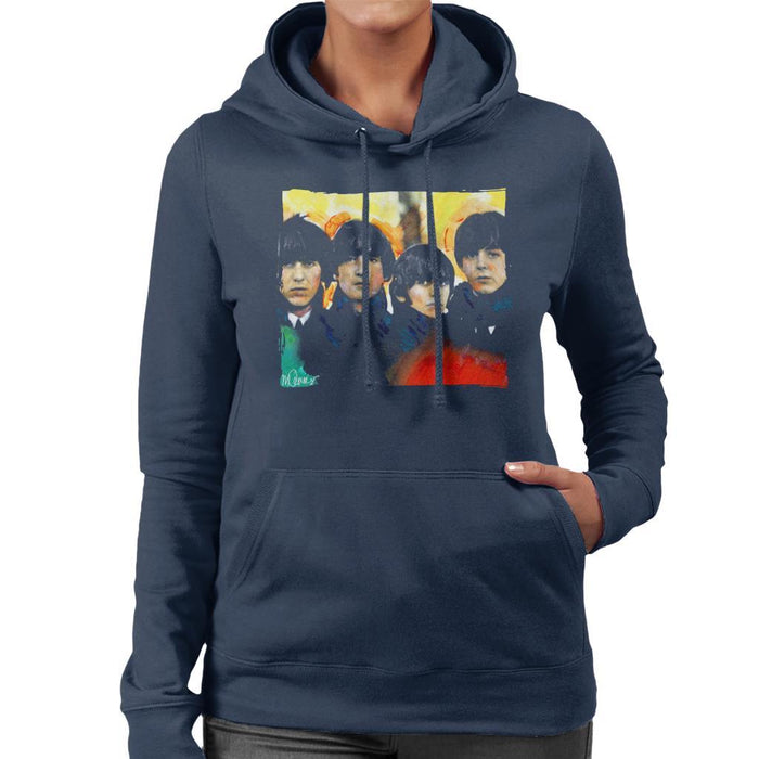 Sidney Maurer Original Portrait Of The Beatles Bowl Cuts Womens Hooded Sweatshirt - Womens Hooded Sweatshirt