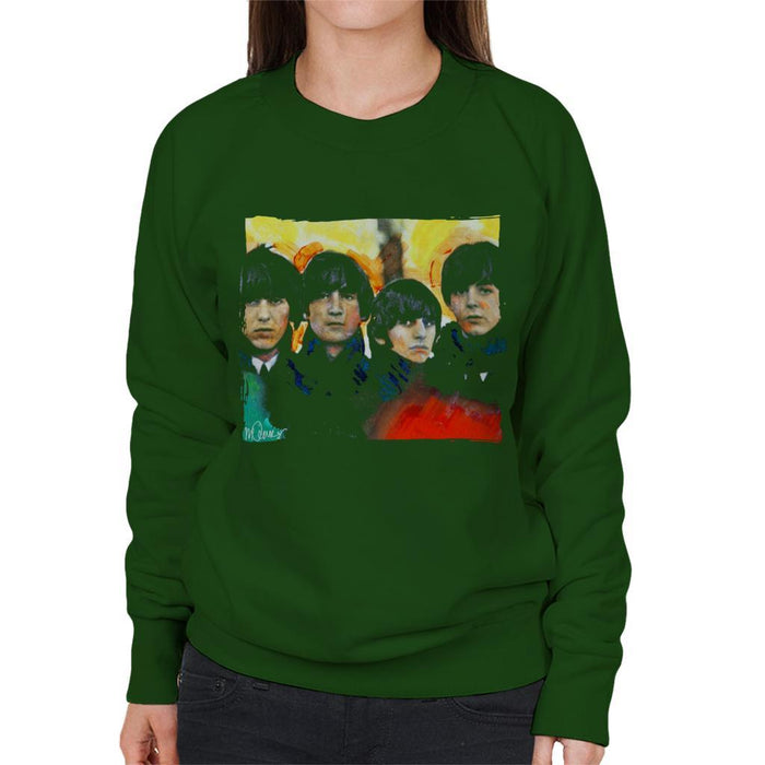 Sidney Maurer Original Portrait Of The Beatles Bowl Cuts Womens Sweatshirt - Womens Sweatshirt
