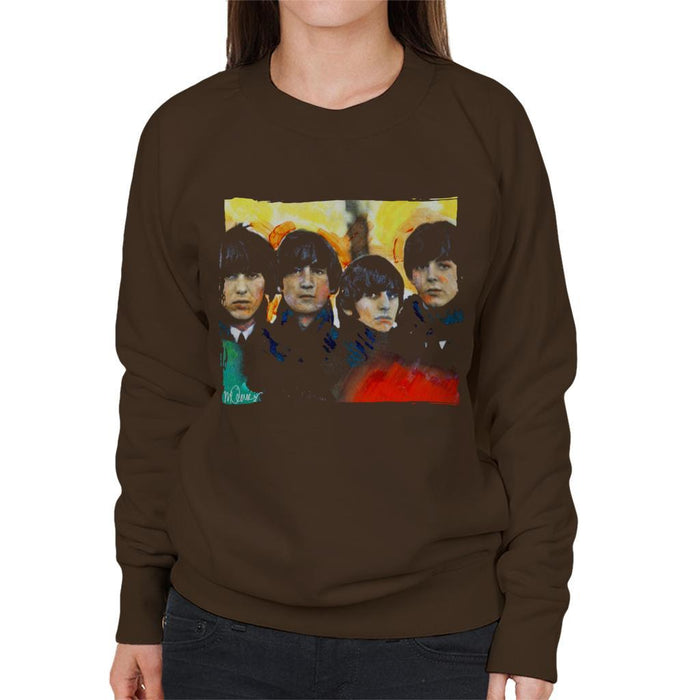 Sidney Maurer Original Portrait Of The Beatles Bowl Cuts Womens Sweatshirt - Womens Sweatshirt