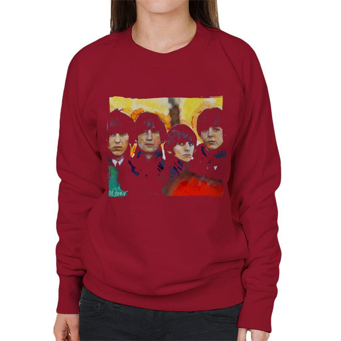 Sidney Maurer Original Portrait Of The Beatles Bowl Cuts Womens Sweatshirt - Womens Sweatshirt
