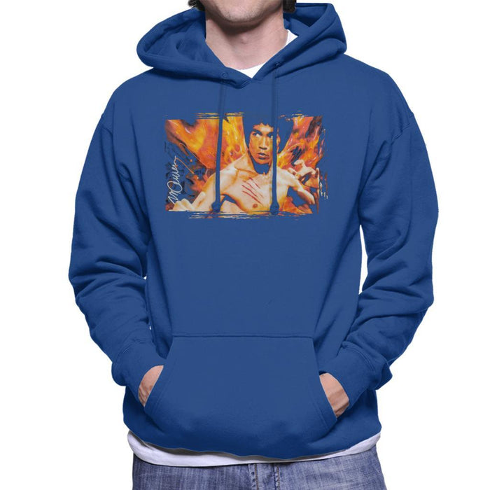 Sidney Maurer Original Portrait Of Bruce Lee Flames Enter The Dragon Mens Hooded Sweatshirt - Mens Hooded Sweatshirt