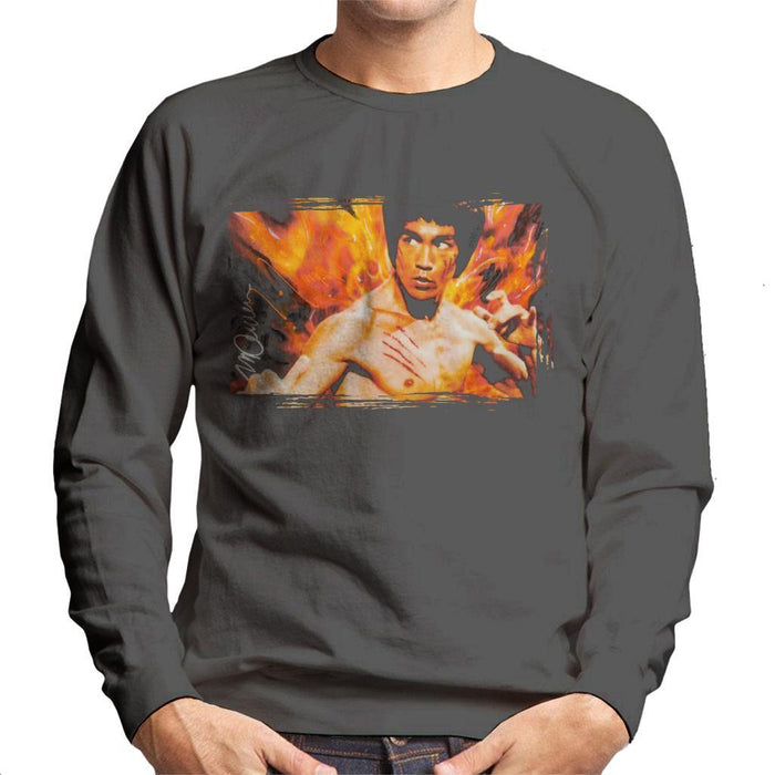 Sidney Maurer Original Portrait Of Bruce Lee Flames Enter The Dragon Mens Sweatshirt - Mens Sweatshirt