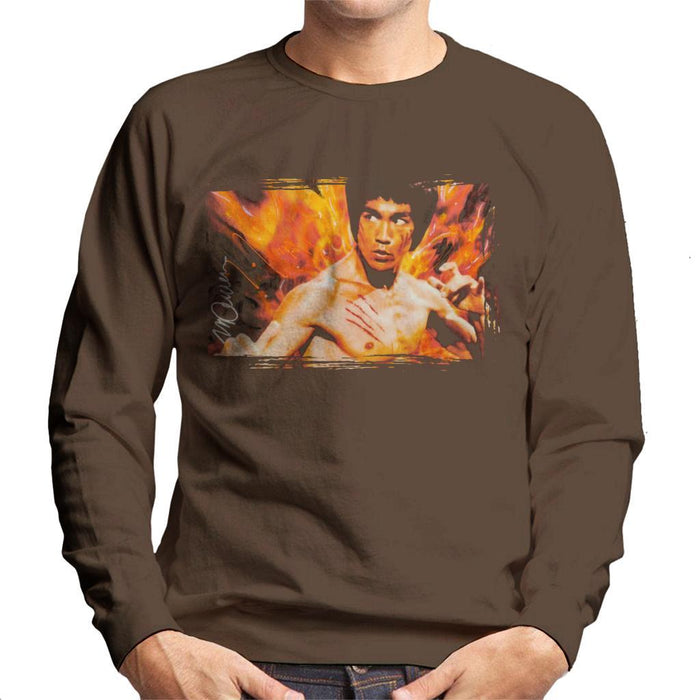 Sidney Maurer Original Portrait Of Bruce Lee Flames Enter The Dragon Mens Sweatshirt - Mens Sweatshirt