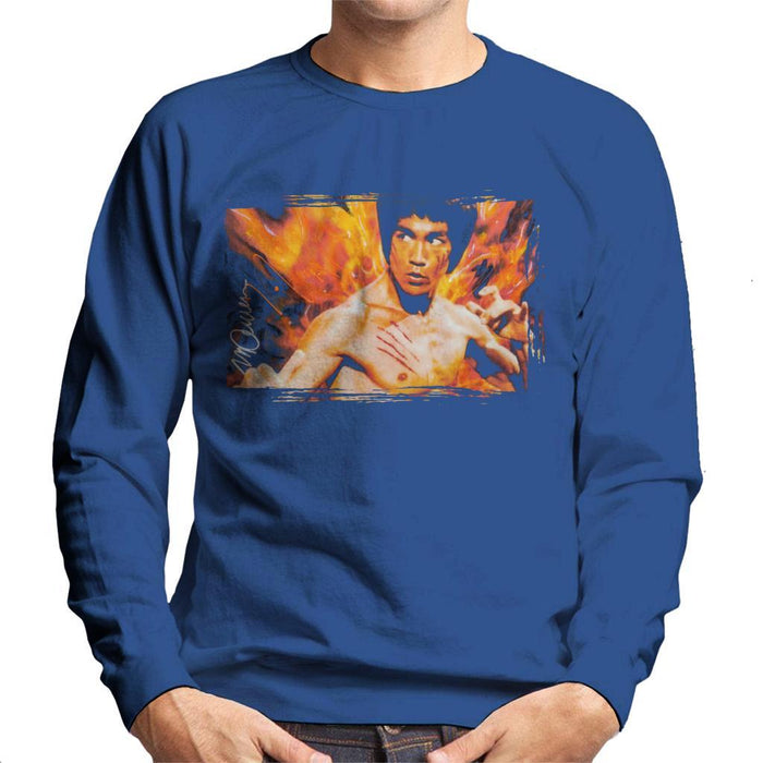 Sidney Maurer Original Portrait Of Bruce Lee Flames Enter The Dragon Mens Sweatshirt - Mens Sweatshirt