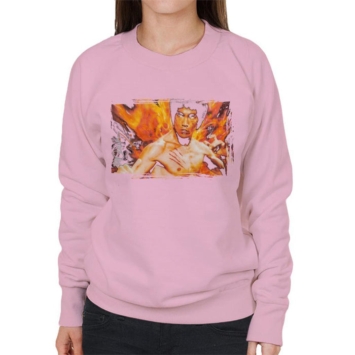 Sidney Maurer Original Portrait Of Bruce Lee Flames Enter The Dragon Womens Sweatshirt - Womens Sweatshirt