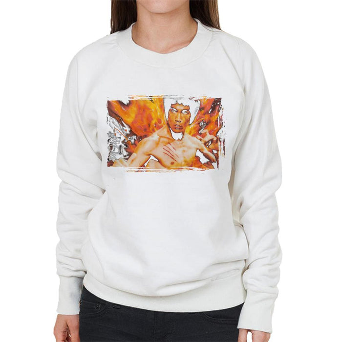 Sidney Maurer Original Portrait Of Bruce Lee Flames Enter The Dragon Womens Sweatshirt - Womens Sweatshirt