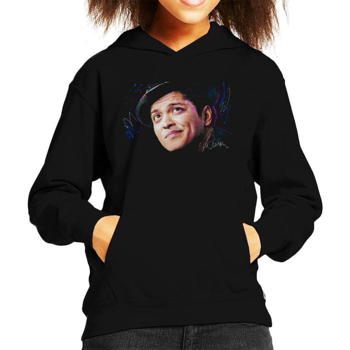 Sidney Maurer Original Portrait Of Bruno Mars Hat Kids Hooded Sweatshirt - Kids Boys Hooded Sweatshirt