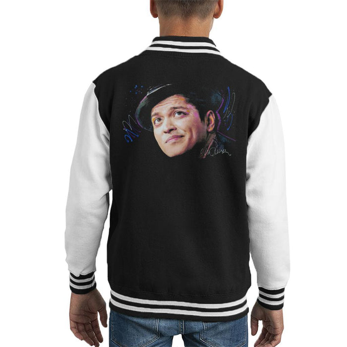 Sidney Maurer Original Portrait Of Bruno Mars Hat Kids Varsity Jacket - Kids Boys Varsity Jacket