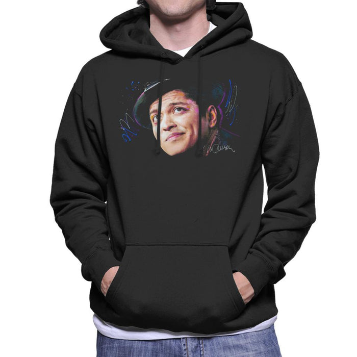 Sidney Maurer Original Portrait Of Bruno Mars Hat Mens Hooded Sweatshirt - Mens Hooded Sweatshirt