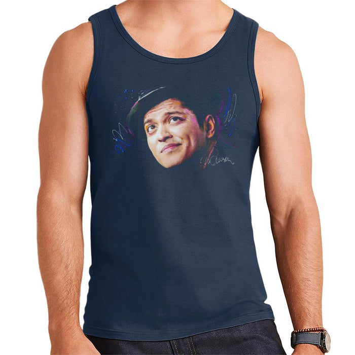 Sidney Maurer Original Portrait Of Bruno Mars Hat Mens Vest - Small / Navy Blue - Mens Vest