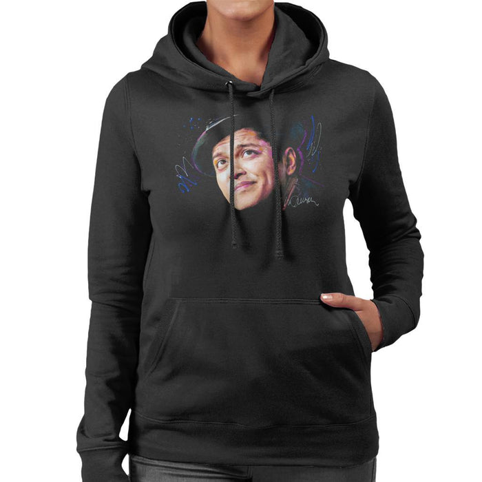 Sidney Maurer Original Portrait Of Bruno Mars Hat Womens Hooded Sweatshirt - Womens Hooded Sweatshirt