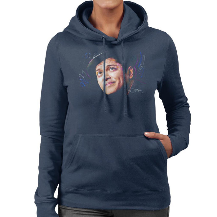 Sidney Maurer Original Portrait Of Bruno Mars Hat Womens Hooded Sweatshirt - Womens Hooded Sweatshirt