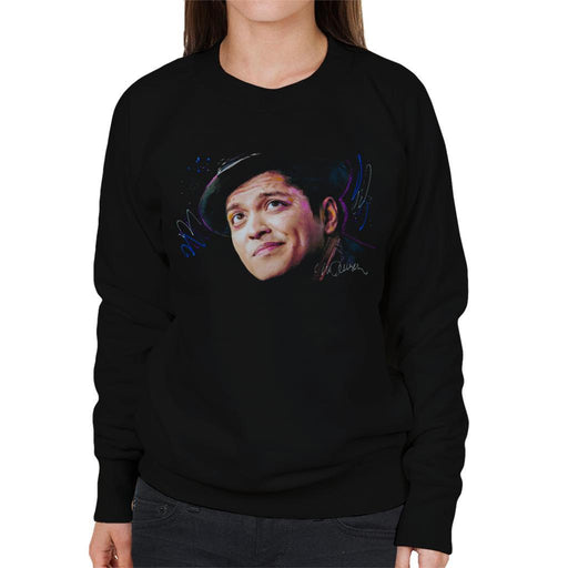 Sidney Maurer Original Portrait Of Bruno Mars Hat Womens Sweatshirt - Womens Sweatshirt