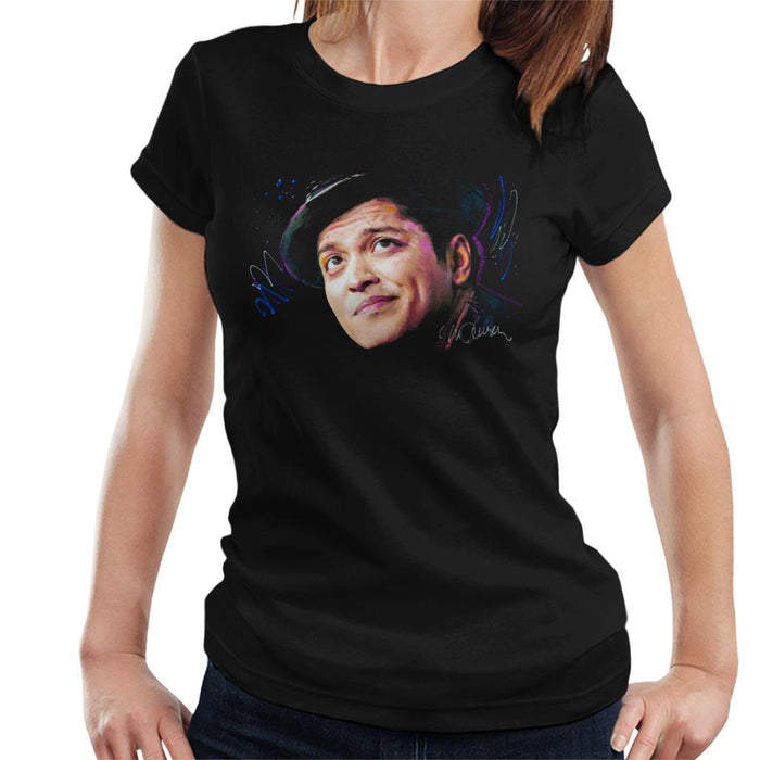 Sidney Maurer Original Portrait Of Bruno Mars Hat Womens T-Shirt - Womens T-Shirt