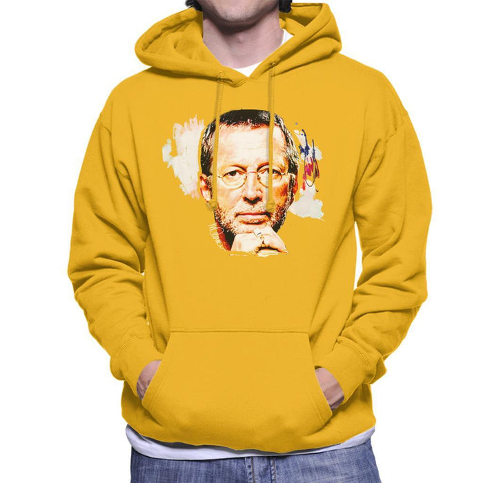 Sidney Maurer Original Portrait Of Eric Clapton Mens Hooded Sweatshirt - Small / Gold - Mens Hooded Sweatshirt
