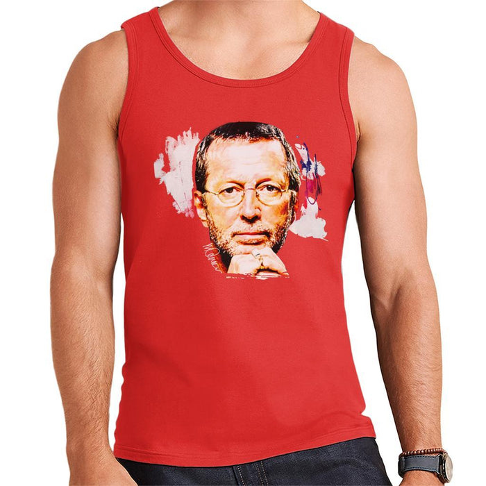Sidney Maurer Original Portrait Of Eric Clapton Mens Vest - Small / Red - Mens Vest