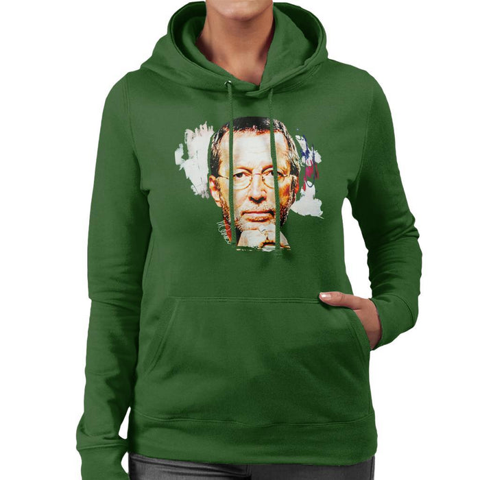 Sidney Maurer Original Portrait Of Eric Clapton Womens Hooded Sweatshirt - Womens Hooded Sweatshirt