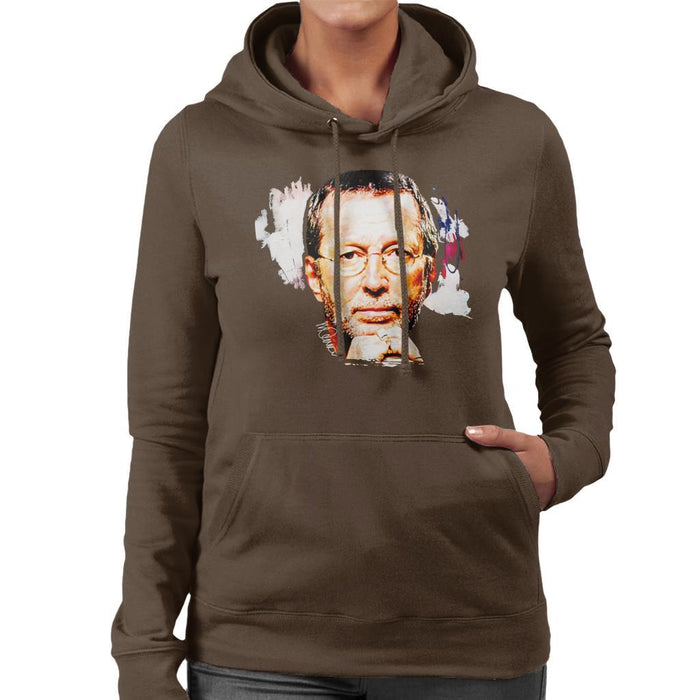 Sidney Maurer Original Portrait Of Eric Clapton Womens Hooded Sweatshirt - Womens Hooded Sweatshirt