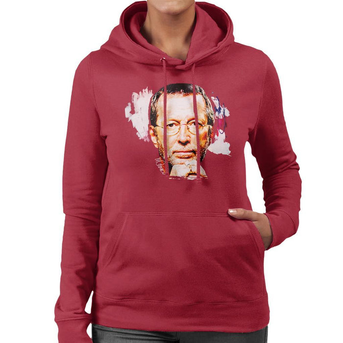 Sidney Maurer Original Portrait Of Eric Clapton Womens Hooded Sweatshirt - Womens Hooded Sweatshirt