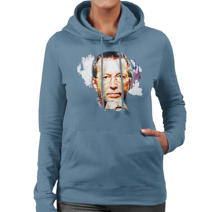 Sidney Maurer Original Portrait Of Eric Clapton Womens Hooded Sweatshirt - Womens Hooded Sweatshirt