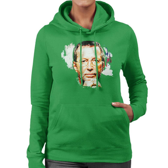 Sidney Maurer Original Portrait Of Eric Clapton Womens Hooded Sweatshirt - Womens Hooded Sweatshirt