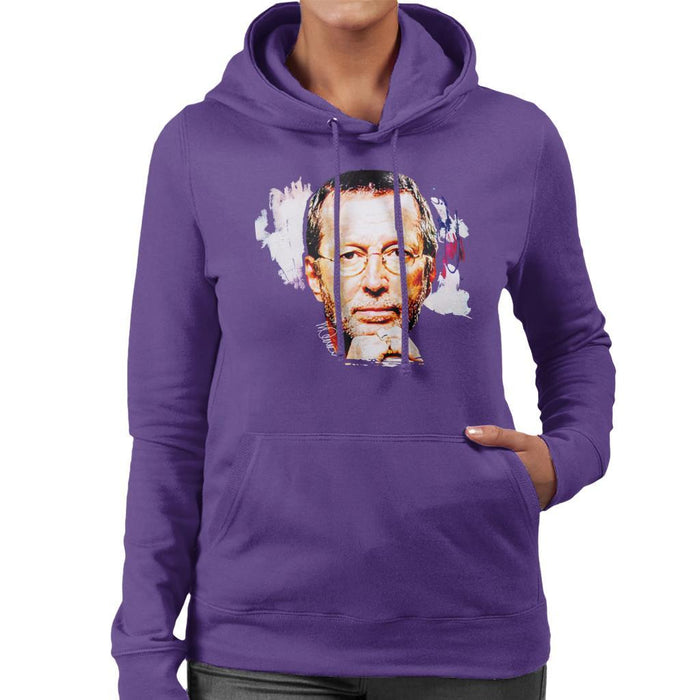 Sidney Maurer Original Portrait Of Eric Clapton Womens Hooded Sweatshirt - Womens Hooded Sweatshirt