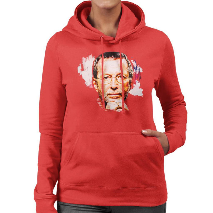 Sidney Maurer Original Portrait Of Eric Clapton Womens Hooded Sweatshirt - Womens Hooded Sweatshirt