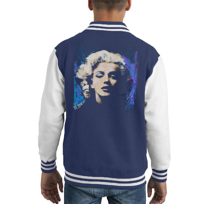 Sidney Maurer Original Portrait Of Marilyn Monroe Short Curls Kids Varsity Jacket - Kids Boys Varsity Jacket