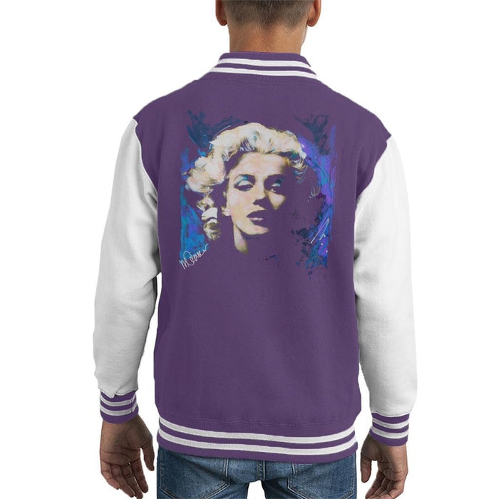 Sidney Maurer Original Portrait Of Marilyn Monroe Short Curls Kids Varsity Jacket - Kids Boys Varsity Jacket