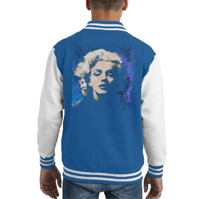 Sidney Maurer Original Portrait Of Marilyn Monroe Short Curls Kids Varsity Jacket - X-Small (3-4 yrs) / Royal/White - Kids Boys Varsity