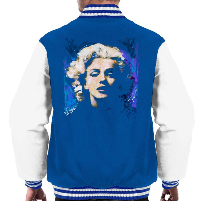 Sidney Maurer Original Portrait Of Marilyn Monroe Short Curls Mens Varsity Jacket - Small / Royal/White - Mens Varsity Jacket