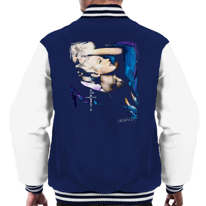 Sidney Maurer Original Portrait Of Marilyn Monroe Pose Mens Varsity Jacket - Small / Navy/White - Mens Varsity Jacket