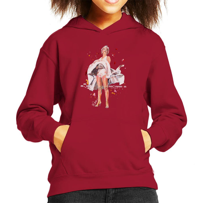Sidney Maurer Original Portrait Of Marilyn Monroe Skirt Blowing Kid's Hooded Sweatshirt