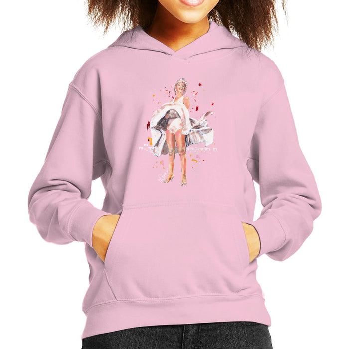 Sidney Maurer Original Portrait Of Marilyn Monroe Skirt Blowing Kid's Hooded Sweatshirt